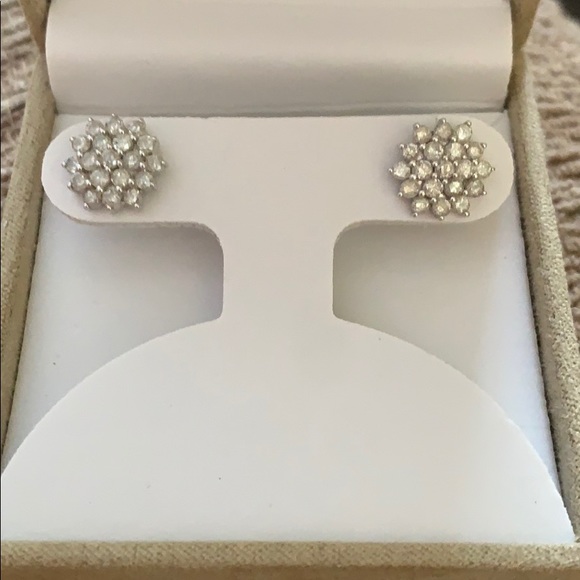 1.25 White Diamond 10k White Gold Earrings - Picture 4 of 10